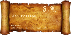 Blei Meliton névjegykártya